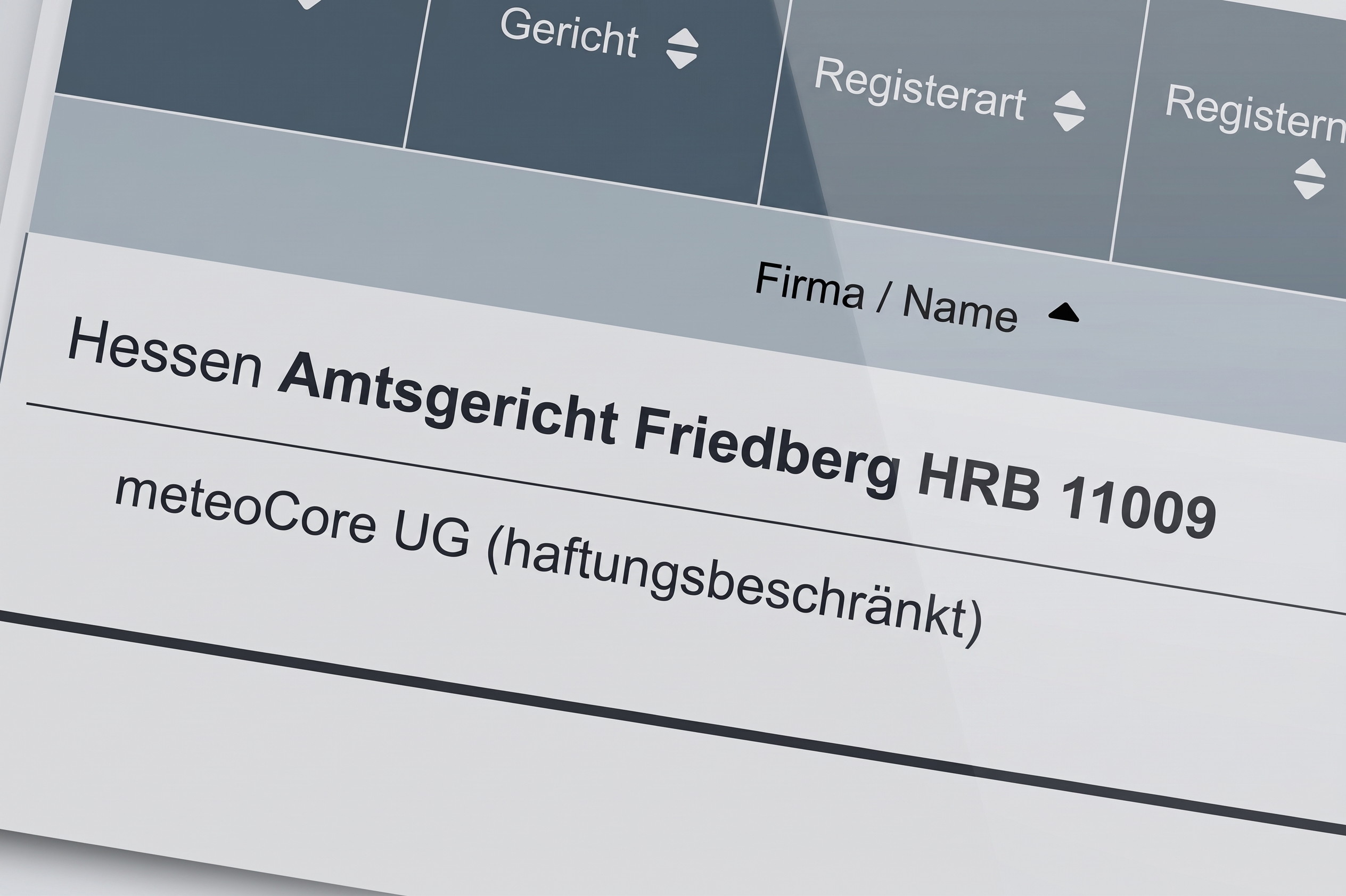 meteoCORE UG (haftungsbeschränkt) im Handelsregister eingetragen